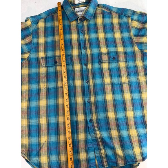 90s Levis Plaid Flannel Shirt Mens XL Blue Yellow Long Sleeve Cabincore Grunge - Picture 11 of 16